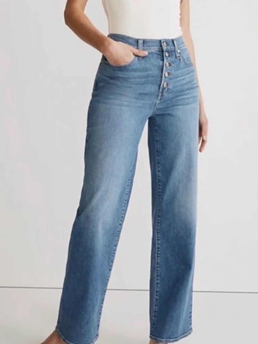 Madewell High-Rise Wide-Leg Jeans in Light Blue Denim
